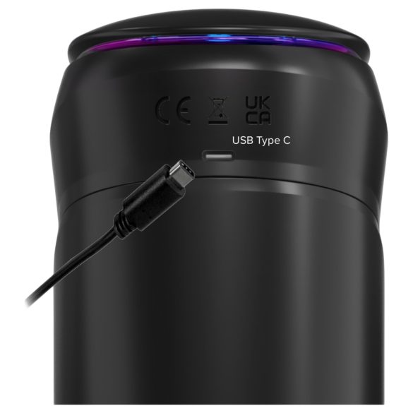 PDX Elite Moto-Bator Pro - biserni, grejni masturbator sa potiskom (crni)