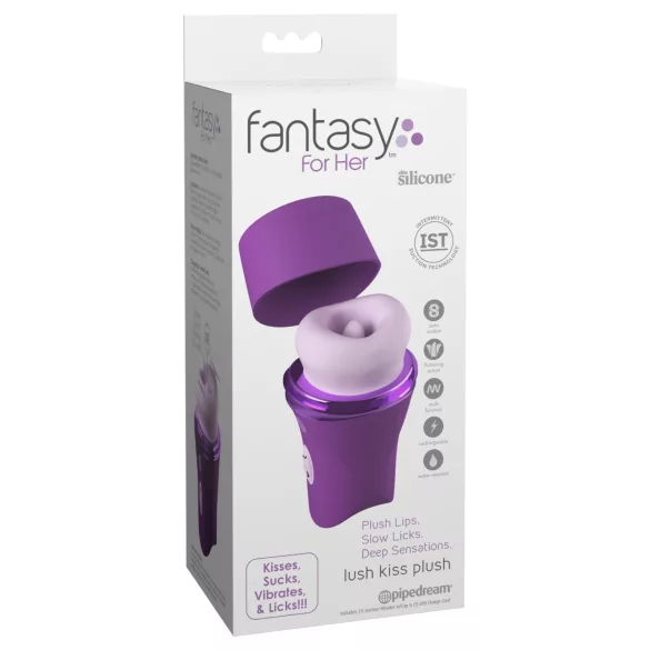 Fantasy For Her Lush Kiss Plush - vibrator za klitoris sa sisanjem i jezičkom (ljubičasti)