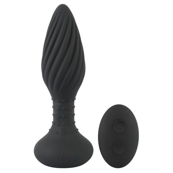 ANOS - rotirajući analni vibrator sa perlama (crni)