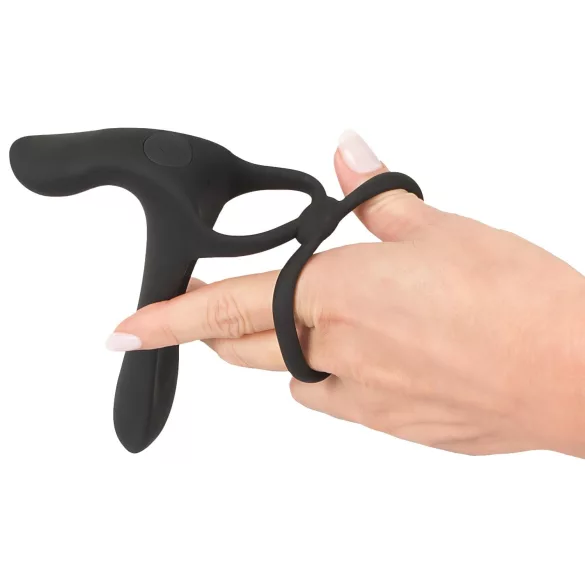 Black Velvets - bežični, 2-u-1 vibrator i prsten za penis (crni)