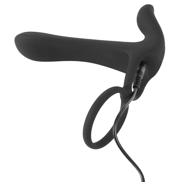 Black Velvets - bežični, 2-u-1 vibrator i prsten za penis (crni)