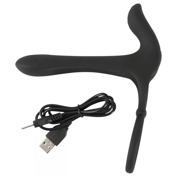 Black Velvets - bežični, 2-u-1 vibrator i prsten za penis (crni)