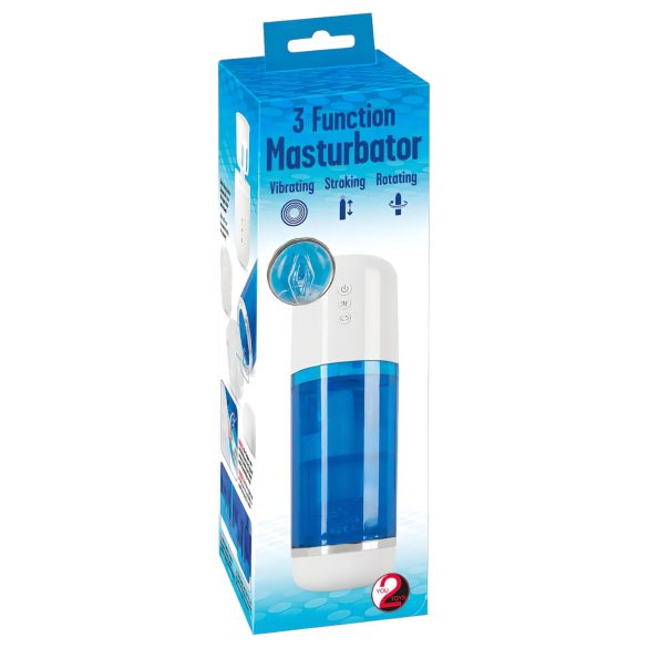 You2Toys - rotirajući nabijajući masturbator (plavo-beli)