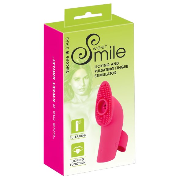 SMILE Licking - vazdušni pulsni vibrator za prste sa jezikom (pink)