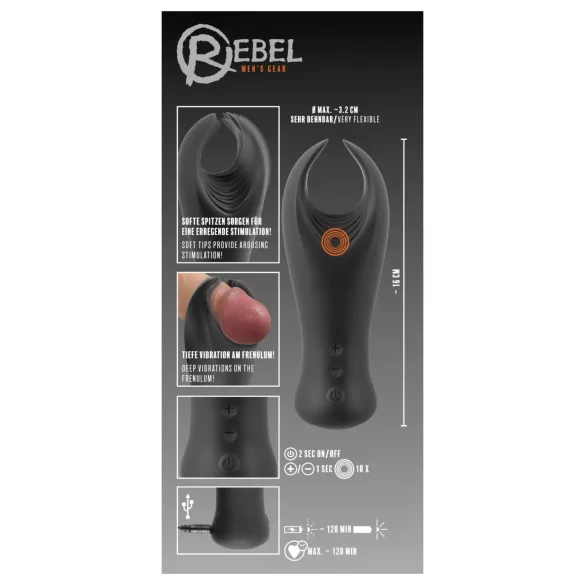 Rebel - Vibrirajući Masažer za Intimnu Upotrebu (crni)