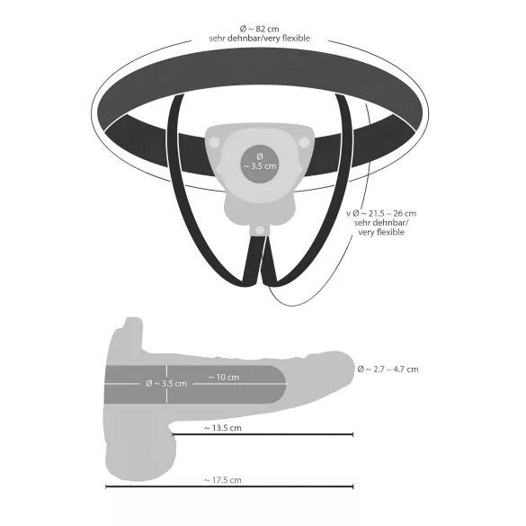 You2Toys Strap-on - šuplje, podesive prirodne boje (vibrator)