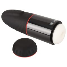 WYNE 02 - punjivi vibrator sa sisaljkom (crno-beli)