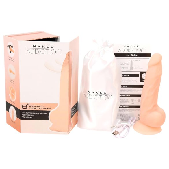 Naked Addiction Rotating 8 - rotirajući vibrator (20cm) - prirodna boja