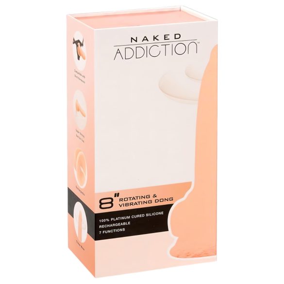 Naked Addiction Rotating 8 - rotirajući vibrator (20cm) - prirodna boja