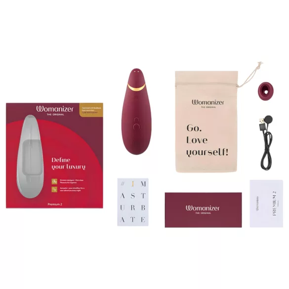 Womanizer Premium 2 - ваздушни стимулатор клиториса (црвени)