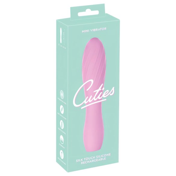 Cuties mini 3 - akumulatorski, vodootporni, rebrasti vibrator (roze)