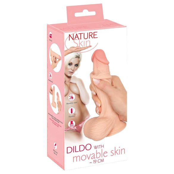 Prirodna koža - dildo sa kožom - 19cm (prirodno)