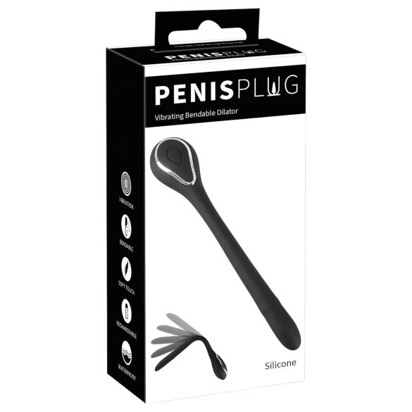 Vibrirajući uretralni dildo akumulator, 1.1cm - crni