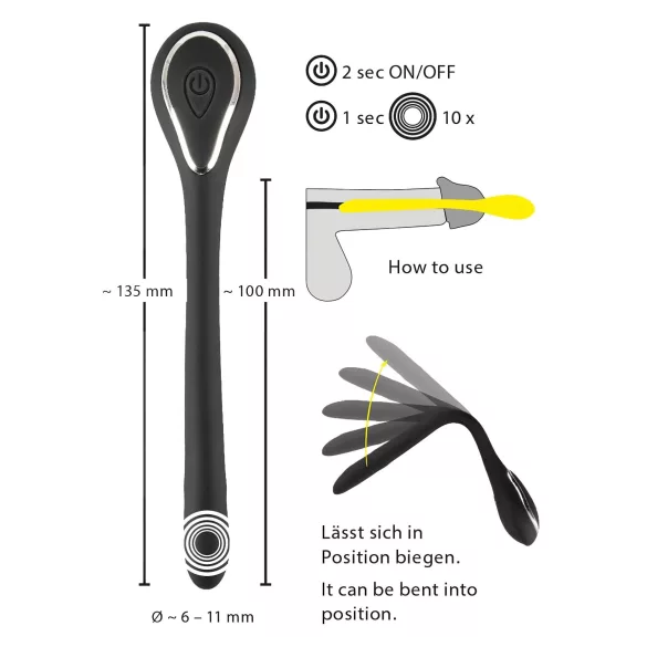 Vibracioni akumulatorski penis dilator (1cm) - crni