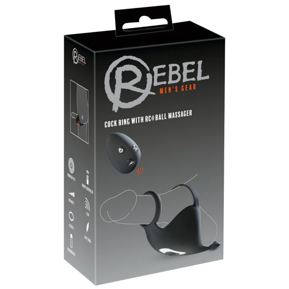 Rebel - bežični prsten za penis i masažer jaja (crni)