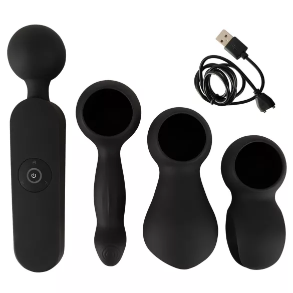 Par za užitak - crni grejni vibrator sa masažom, punjiv baterijom