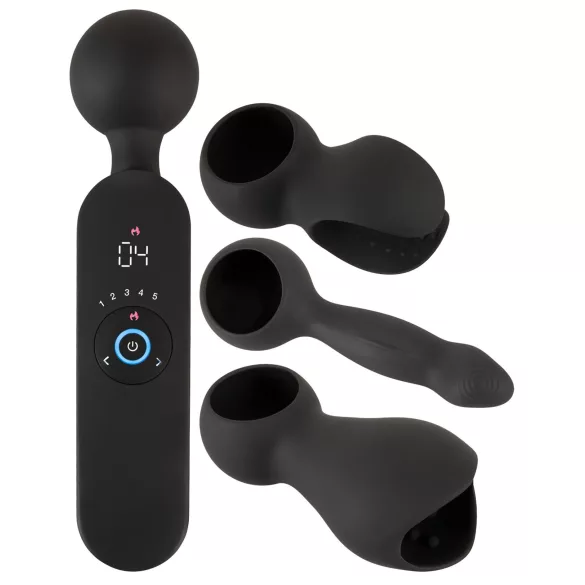 Par za užitak - crni grejni vibrator sa masažom, punjiv baterijom
