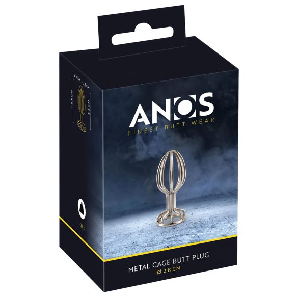 ANOS Metal - čelični analni plug sa kavezom (srebrni, 2,8 cm)