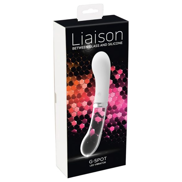You2toys Liaison - silikonski-stakleni LED vibrator (proziran-beli)