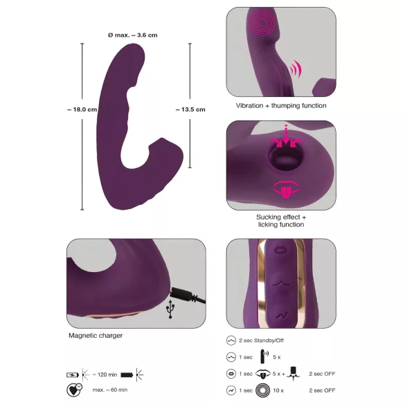 Javida - 4 u 1 vibrator za klitoris (ljubičasti)