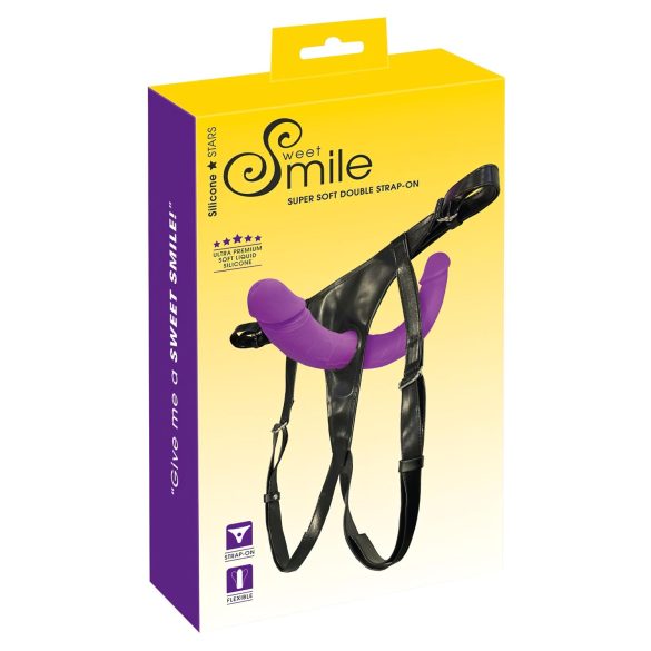 SMILE - Dupli dildo sa pojasom (ljubičasto-crno)