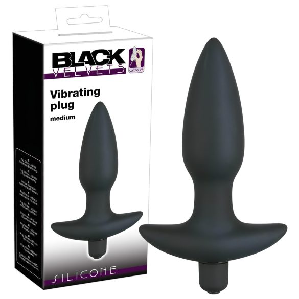 Crni Velvet analni čep vibrator - srednje величине