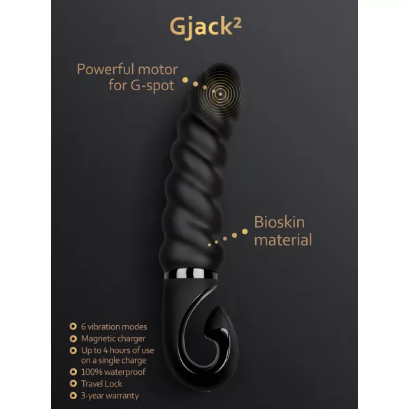 Gvibe G-jack 2 - Punjivi, vodootporni silikonski vibrator (crna)