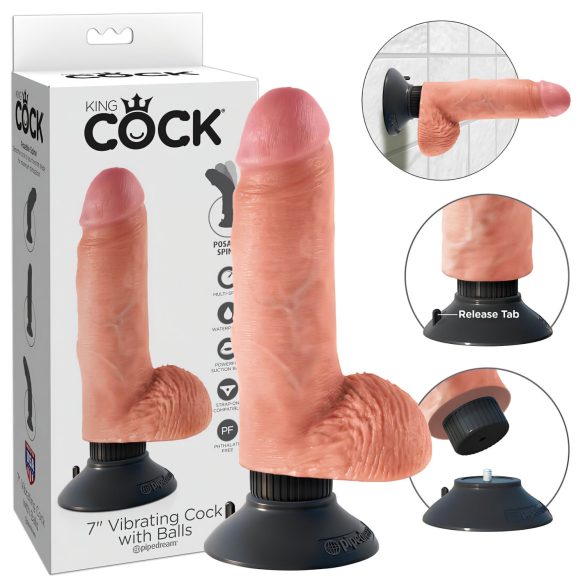 King Cock 7 вибратор са вакумом (18 cm) - природна боја