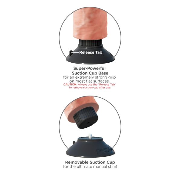 King Cock 10 vibratori sa vakumskim drškom (25 cm) - prirodna boja