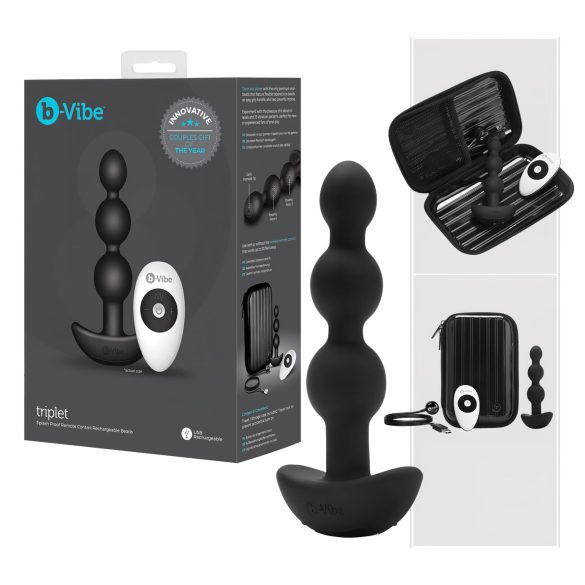 b-Vibe - trostruki kuglični, akumulatorski analni vibrator (crni)