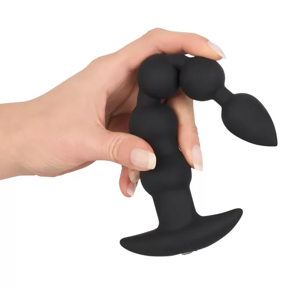 Black Velvet - punjivi crni analni vibrator sa 5 perli