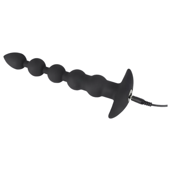 Black Velvet - punjivi crni analni vibrator sa 5 perli
