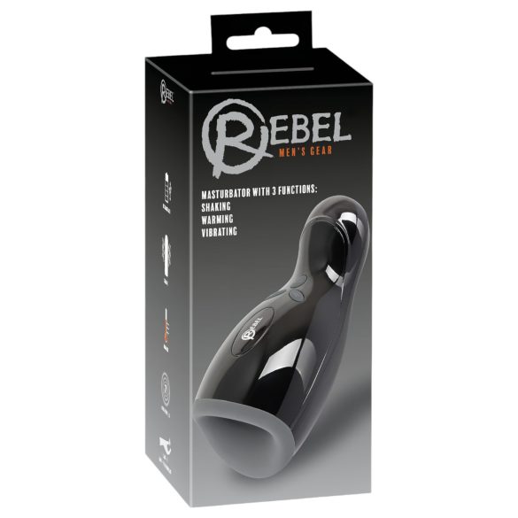 Rebel - grejni, vibrirajući masturbator s pokretnom funkcijom (crni)