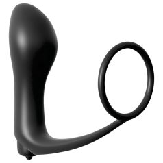   Analfantasy - prsten za penis s analnim vibratorom za prst (crni)