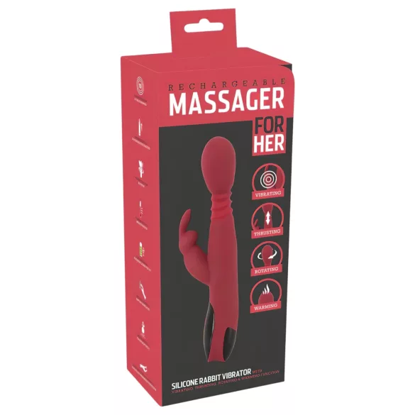 You2Toys Massager - potiskujući-rotirajući, zagrevajući G-tačka vibrator (crveni)