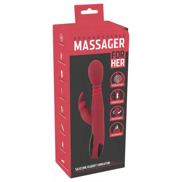 You2Toys Massager - potiskujući-rotirajući, zagrevajući G-tačka vibrator (crveni)