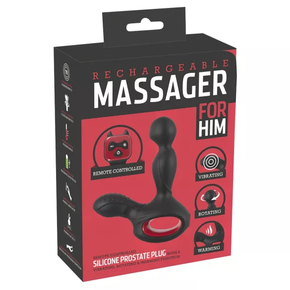 You2Toys Masažer - rotirajući, grejni vibrator za prostatu (crna)
