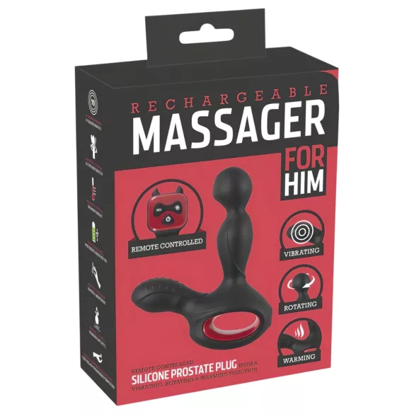 You2Toys Masažer - rotirajući, grejni vibrator za prostatu (crna)