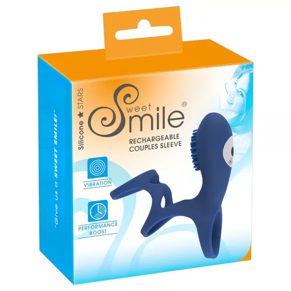 SMILE Par - punjiva, vibrirajuća penisna manžeta (plava)