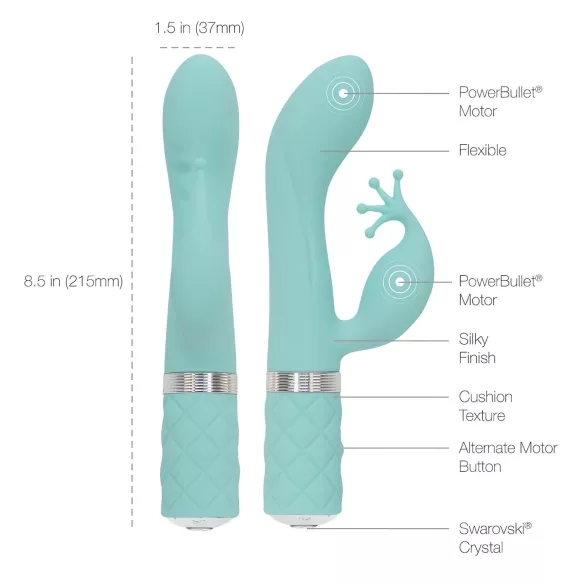 Pillow Talk Kinky - punjiva G-tačka vibrator sa 2 motora (tirkiz)