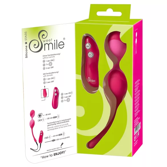 SMILE Love Balls - prenosivo bežično vibrirajuće jaje - 82 g (roze)