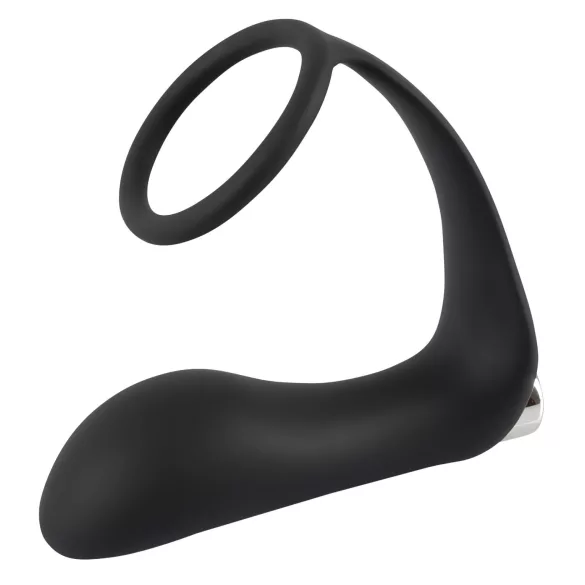 Crni Velvet - analni vibrator sa prstenom za penis (crna)