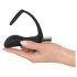 Crni Velvet - analni vibrator sa prstenom za penis (crna)