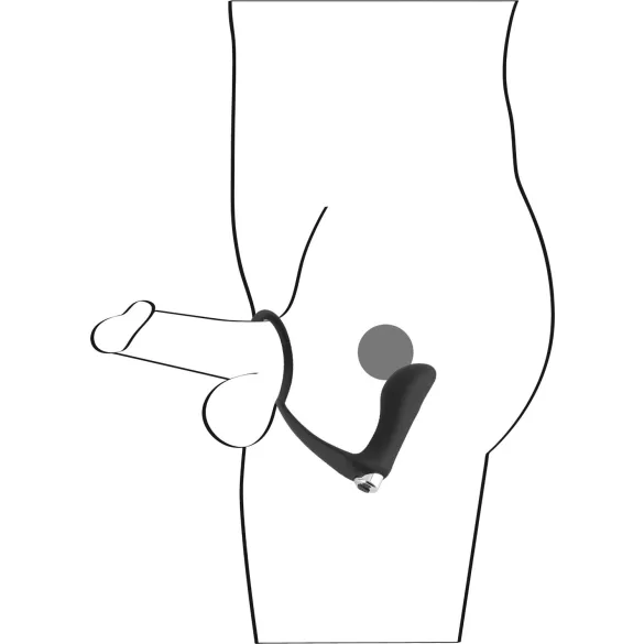 Crni Velvet - analni vibrator sa prstenom za penis (crna)