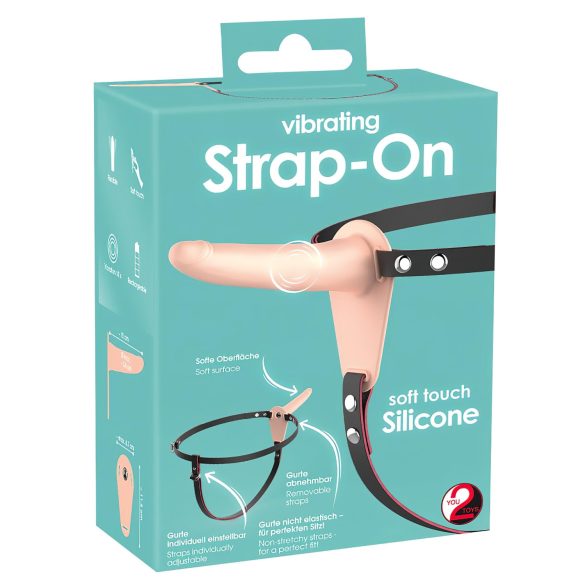You2Toys - Strap-On - punjivi, podesivi vibrator (prirodna boja)