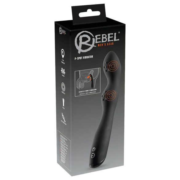 Rebel P-Spot - Dvostruki vibrirajući masažer prostate (crni)
