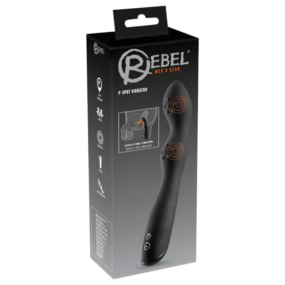 Rebel P-Spot - Dvostruki vibrirajući masažer prostate (crni)