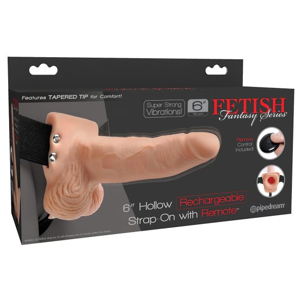 Fetiš Kaiš 6 - šuplji strap-on vibrator (prirodne boje)