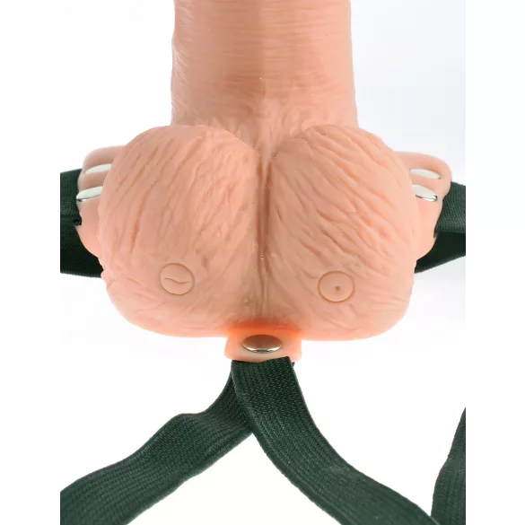 Fetiš Kaiš 6 - šuplji strap-on vibrator (prirodne boje)