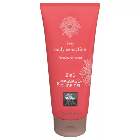 HOT - Shiatsu 2u1 sa mirisom jagode - masažni lubrikant - jagoda (200 ml)